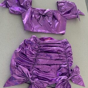 Dolls Kill Shiny Purple Two-Piece Set